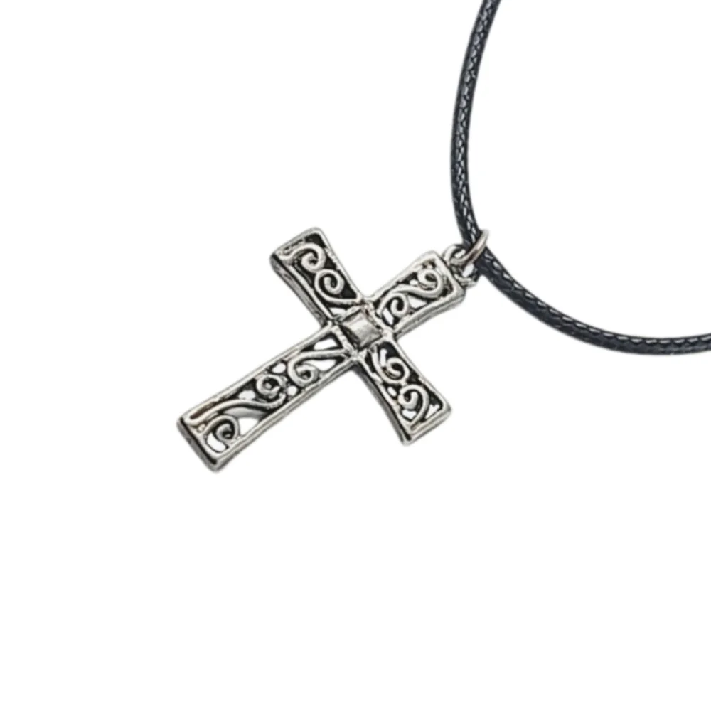Silver Tone Filigree Cross Pendant 1.25